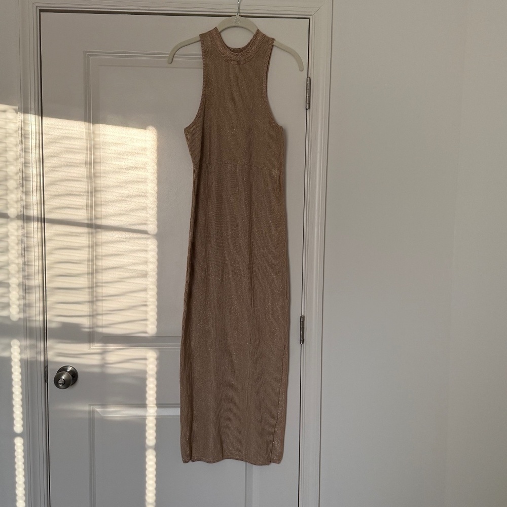 Topshop Matrix Gold Knit Maxi Dress – Size 2